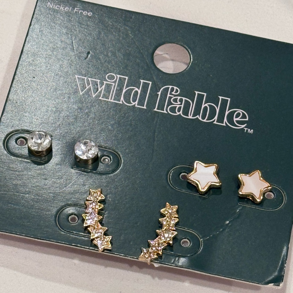 Wild Fable Mixed Earring Set Gold tone Star Studs